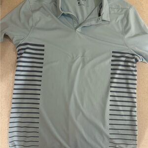 Men's Light Blue Striped Polo Shirt-golf shirt